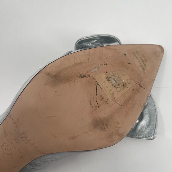 TED BAKER Ryal Heels Size 39 (US Size 9) Pump Silver Bow Metallic Feminine Bride - Picture 11 of 15